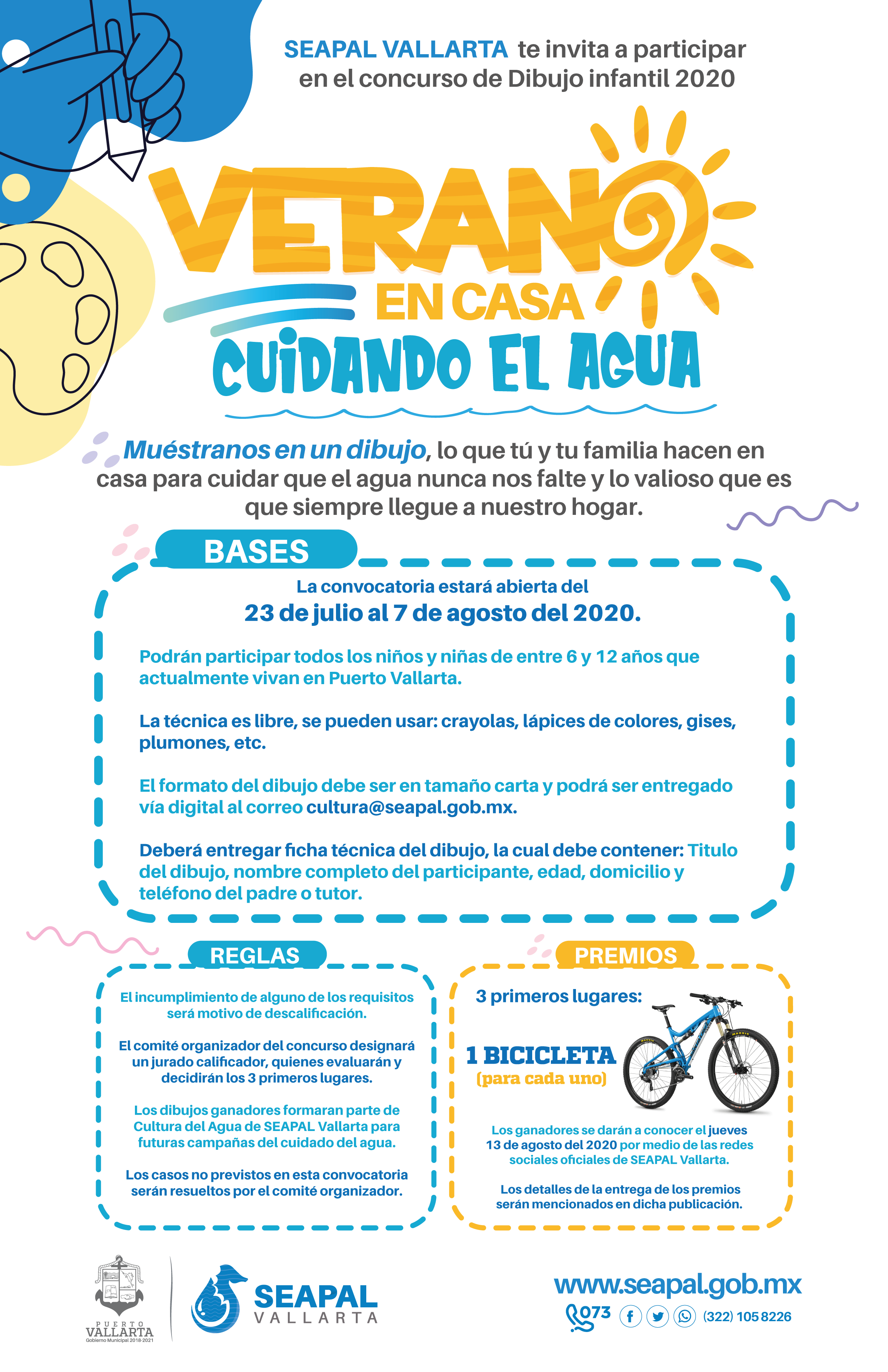 SEAPAL invita al concurso de dibujo infantil “Verano en Casa, Cuidando el  Agua” - SEAPAL Puerto Vallarta